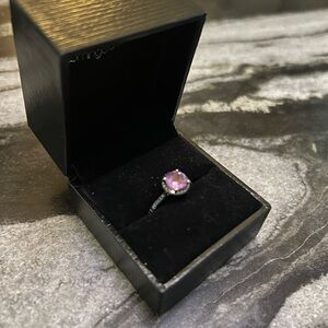 Amethyst and Black Diamond Rose Gold Ring